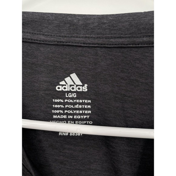 Adidas Mens Short Sleeve Crew Neck Gray T Shirt Size Lg 100% Ployester - Picture 3 of 6
